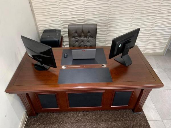 Image 3 of Mahogany Office Desk and cabinets