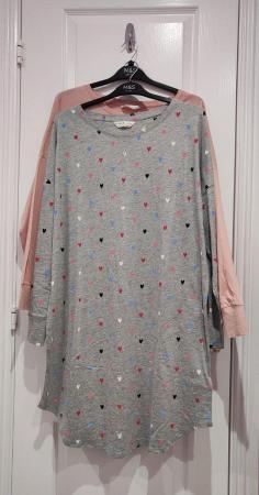 Image 2 of Two Marks and Spencer Nightdresses Pink & Grey Cotton 14