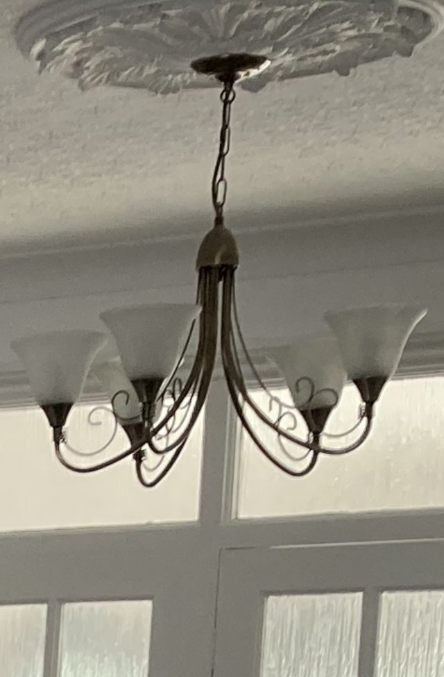 Light fitting Antique effect brass with glass shades — Antiques & Collectables in Romford