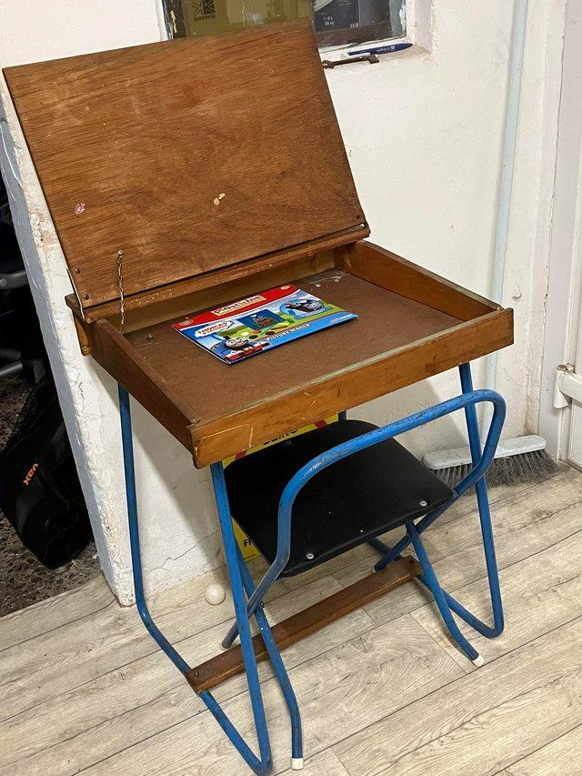 Preview of the first image of 1970s child’s desk and chair in good condition.