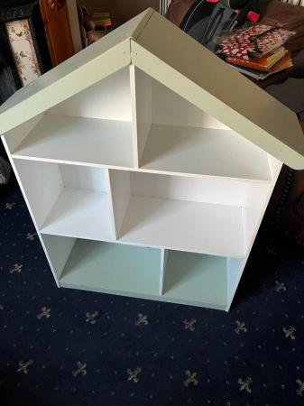Image 3 of White and Green Solid Wooden Open Dolls House