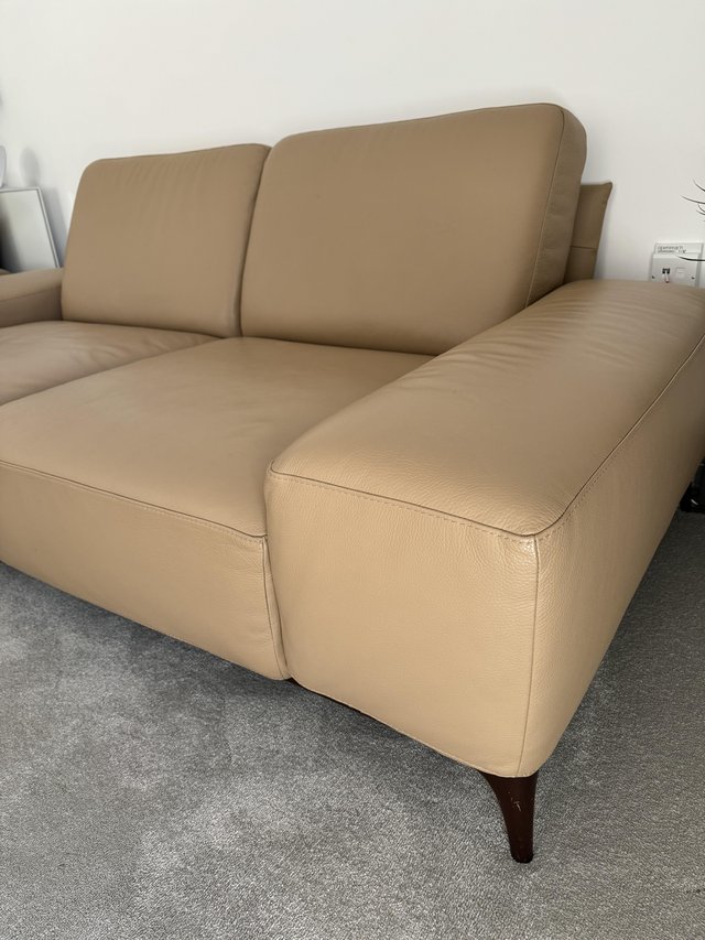 Preview of the first image of Italian leather sofas. Sand brown colour.