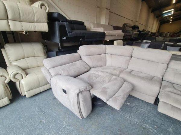 Image 8 of Radley grey velvet fabric manual recliner corner sofa