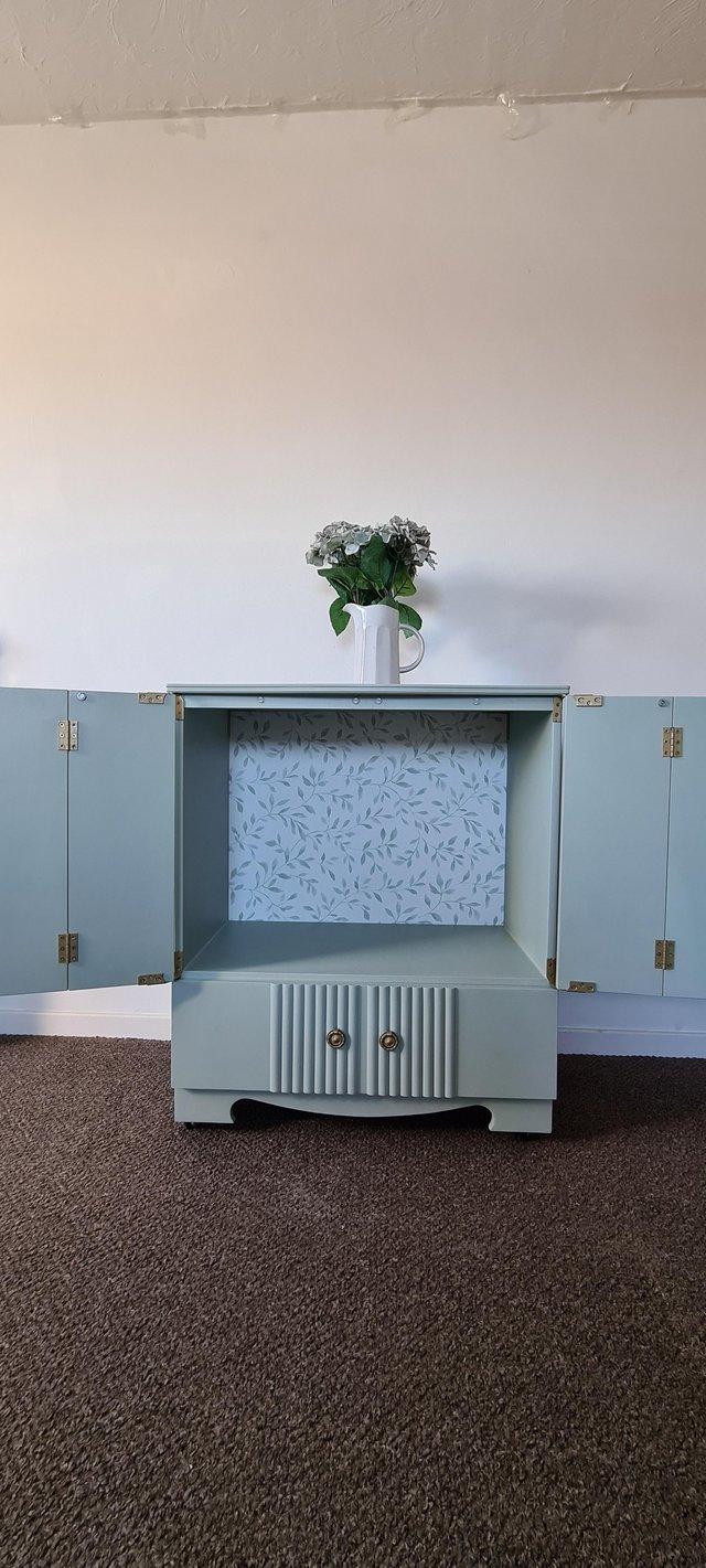 Preview of the first image of Refurbished Light Sage Cabinet/Cupboard.