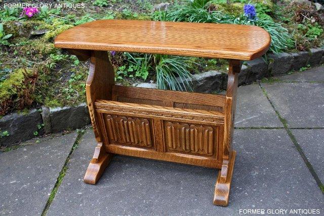 Image 100 of AN OLD CHARM VINTAGE OAK MAGAZINE RACK COFFEE LAMP TABLE