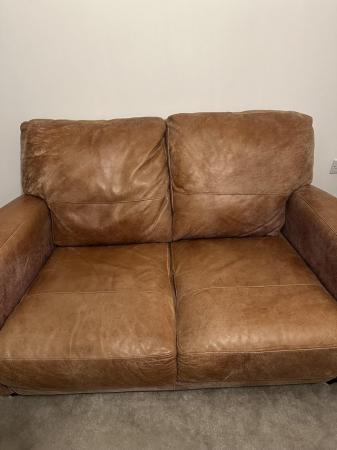 Image 1 of 2 seater and 3 seater leather sofa