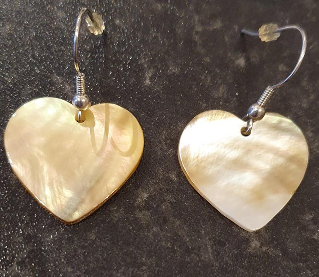 Preview of the first image of Heart opaque drop earrings, new & unworn..