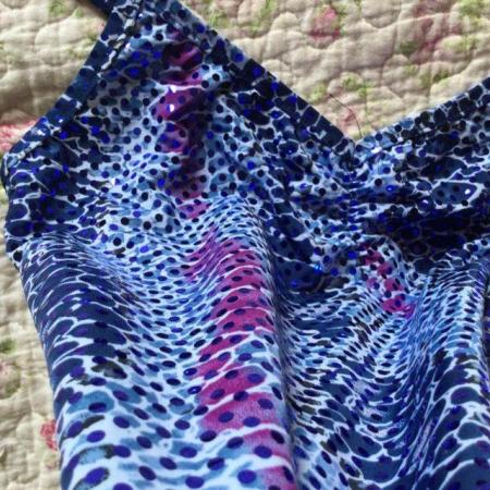 Image 2 of Stunning Vtg 90s NEW LOOK Blue & Purple Sequin Strappy Top