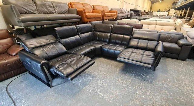 Image 11 of Packham black leather electric recliner corner sofa