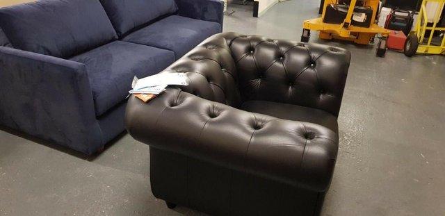 Image 5 of New Bakerfield chesterfield black leather armchair