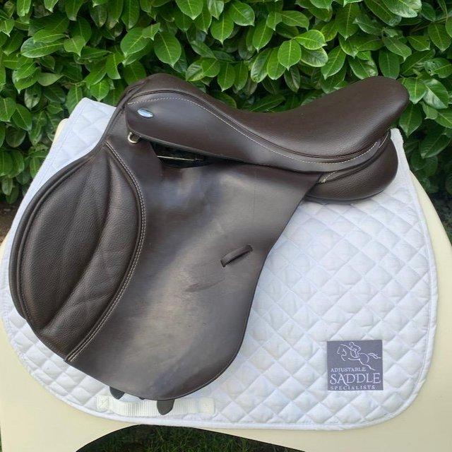 Preview of the first image of Thorowgood T6 17 inch jump saddle.