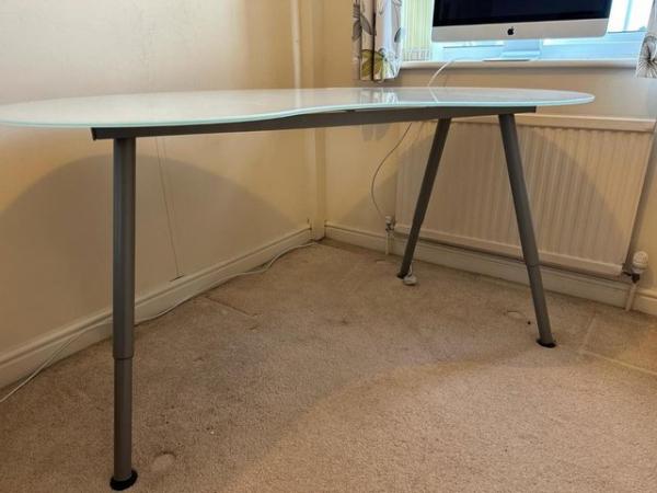 Image 1 of IKEA GALANT Glass Topped Kidney Shaped Desk