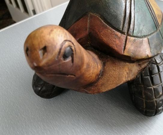 Image 6 of A Fairtrade Wooden Tortoise.Height 7".