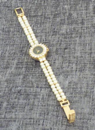 Image 1 of ELEGANT PEARL STRAP ROUND FACE DRESS WATCH