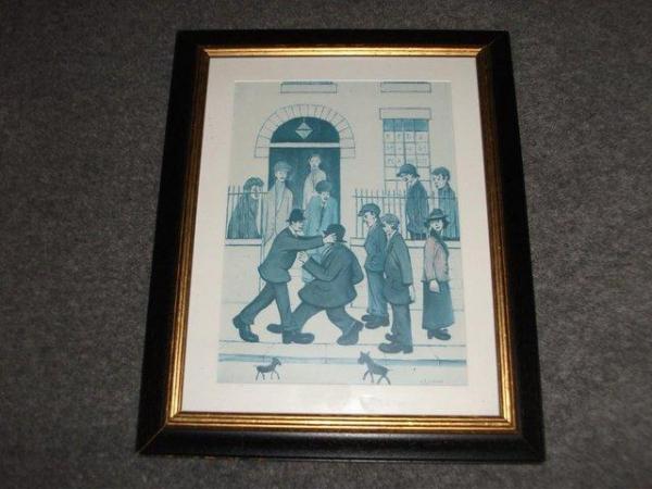 Image 2 of L.S.Lowry print.The Fight. In wood frame. Good condition.