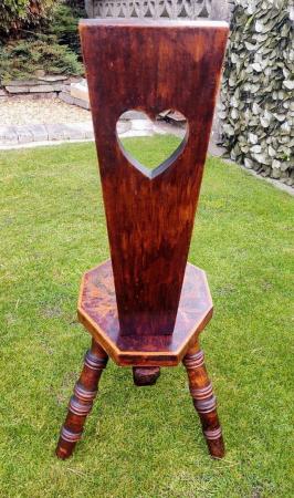 Image 3 of Antique Fruit Wood Hand Painted Spinning/Sewing Chair