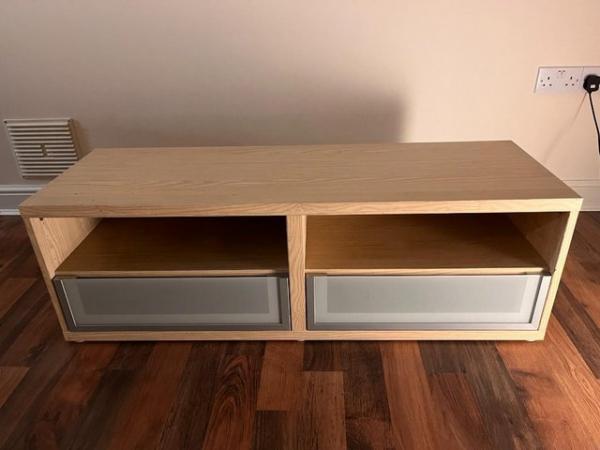 Image 3 of Oak TV Bench with Drawers