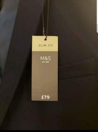 Image 3 of M&S slim fit Jersey jacket in navy blue with chest size 48"