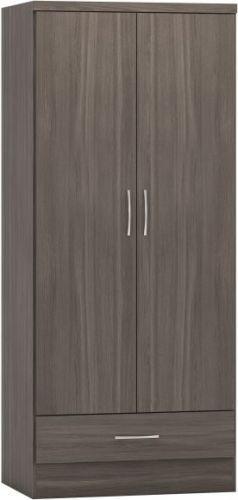 Preview of the first image of NEVADA 2 DOOR 1 DRAWER  WARDROBE IN BLACK WOOD GRAIN.