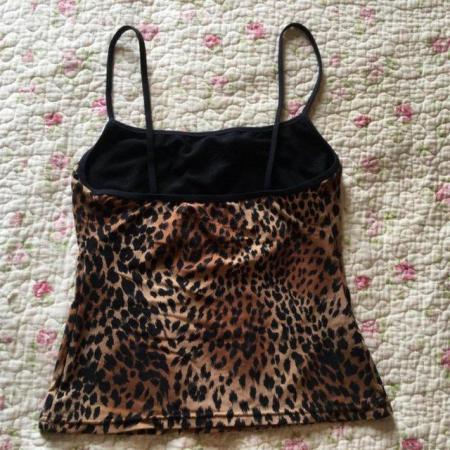 Image 3 of Vtg Y2K Leopard Print Strappy Top With Bra Support sz8