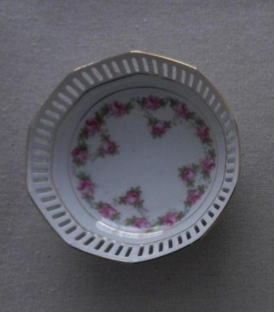 Image 2 of Vintage Schumann Roses Trinket/Pin Dish Pierced Rim