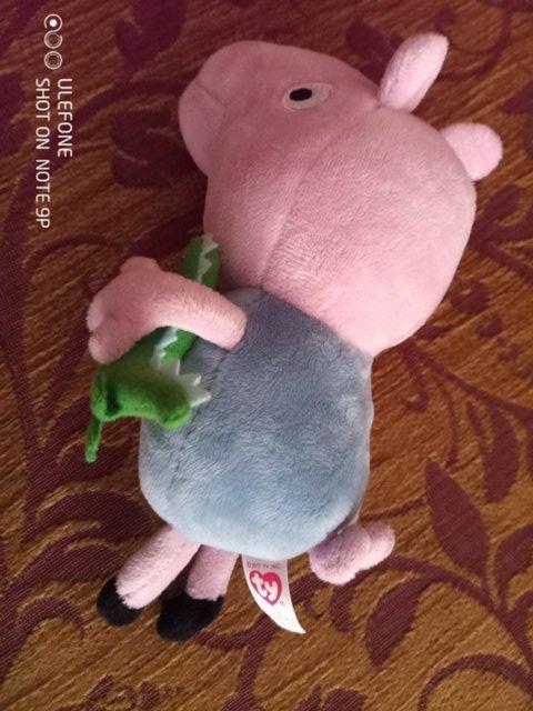 Preview of the first image of Peppa Pig George TY plush 7.5"/19cm tall, with dinosaur.