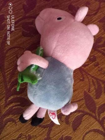 Image 1 of Peppa Pig George TY plush 7.5"/19cm tall, with dinosaur