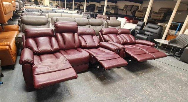 Image 5 of La-z-boy Georgina burgundy leather electric 3+2 seater sofas