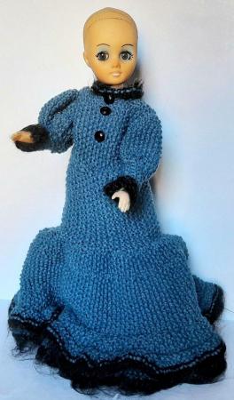 Image 2 of 1981 SOFT PLASTIC DOLL - BLUE KNITTED DRESS  38 cm tall