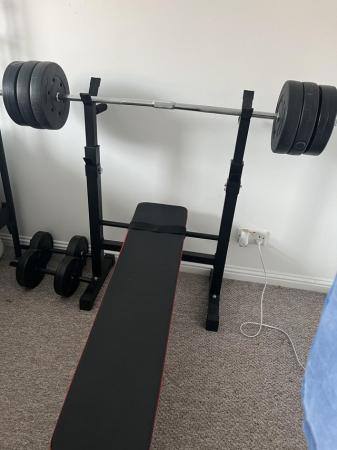 Image 2 of Adjustable work bench with weight plates(40kg)