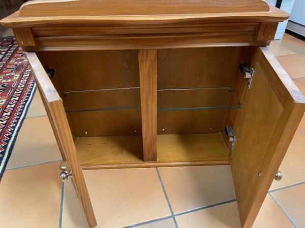 Image 2 of Pine bathroom cabinet with glass shelf