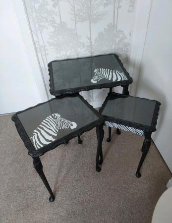 Image 3 of Upcycled nest of tables, glass tops