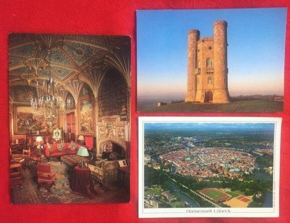 Image 1 of 3 unused postcards:Eastnor Castle,Broadway Tower,Hansestadt