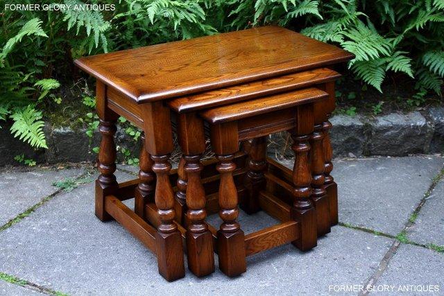 Image 4 of AN OLD CHARM LIGHT OAK NEST OF TABLES COFFEE TEA TABLE SET