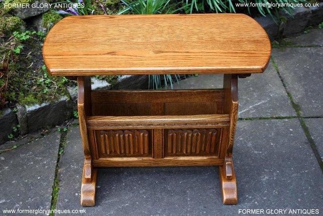 Image 16 of AN OLD CHARM VINTAGE OAK MAGAZINE RACK COFFEE LAMP TABLE