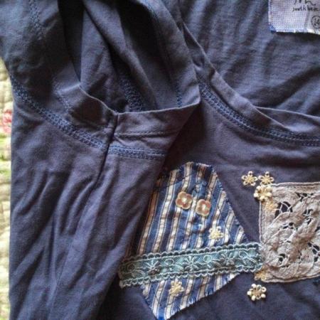 Image 5 of NEXT sz14 Slate Blue Decorated Cap Sleeve T Shirt