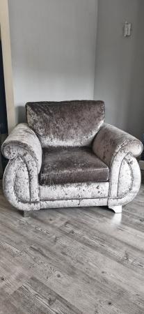 Image 1 of DFS 3 seater sofa, single armchair & foot stool