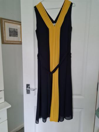 Image 1 of Hobbs Navy and Yellow Dress