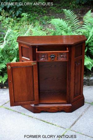 Image 33 of OLD CHARM TUDOR OAK CANTED HALL TABLE CABINET CUPBOARD STAND