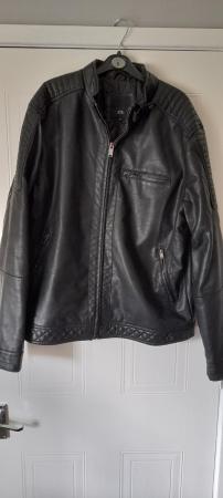 Image 1 of Mens Black Faux Leather Jacket size XL