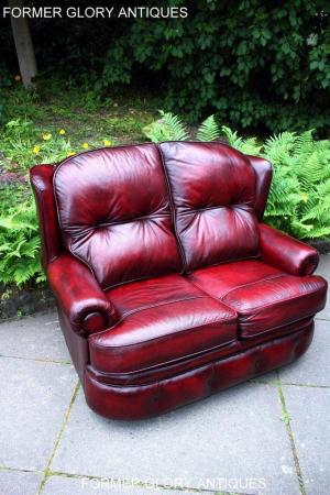 Image 64 of SAXON OXBLOOD RED LEATHER CHESTERFIELD SETTEE SOFA ARMCHAIR
