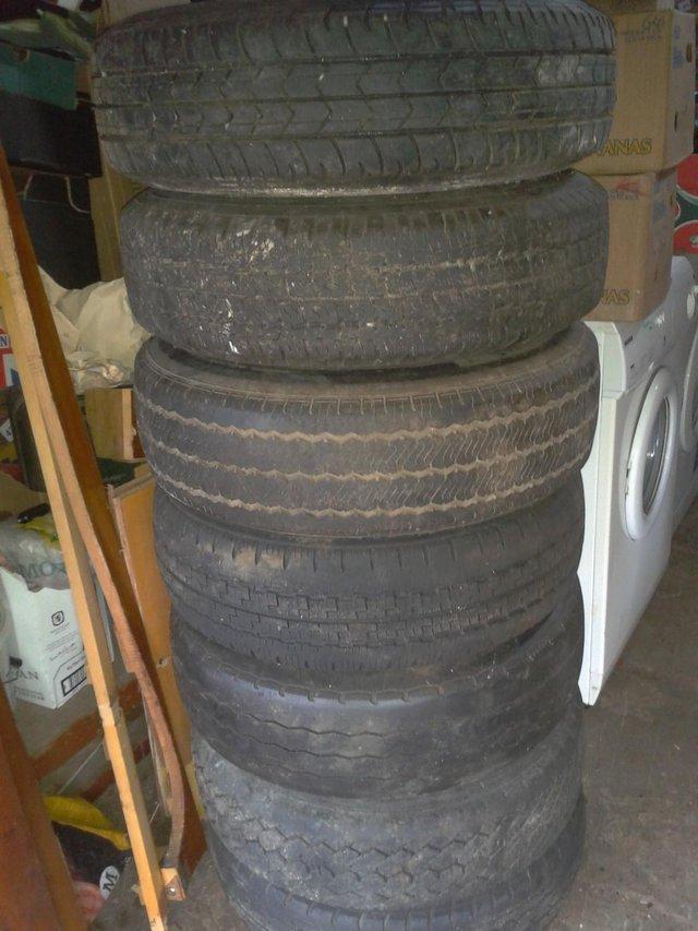 Preview of the first image of 3 Van tyres on wheels 195 R14C Ford VW Vauxhall & other make.