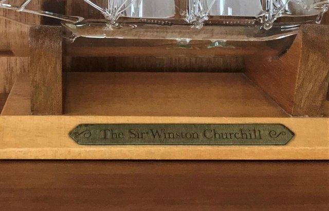 Preview of the first image of Hand Blown Glass Ship The Sir Winston Churchill.