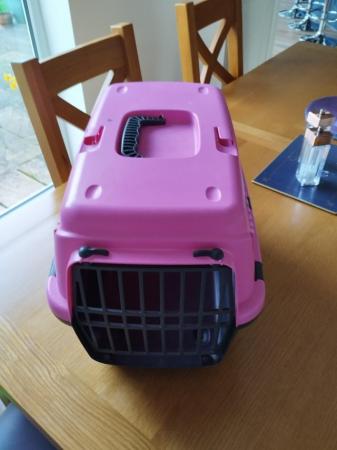 Image 3 of Pink and grey small pet carrier