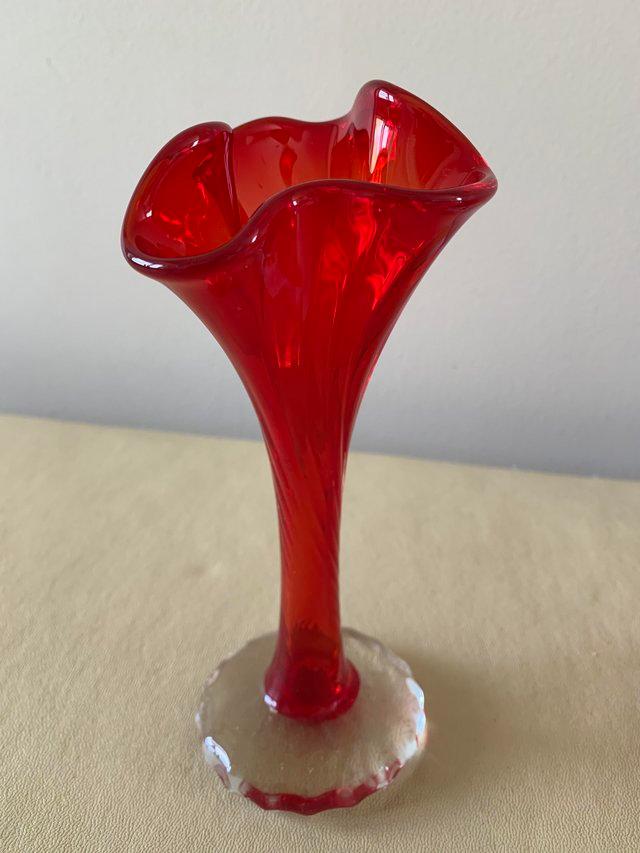 Preview of the first image of Red Glass Vase -Very Good Condition.