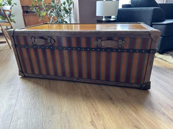 Image 1 of Rustic Solid wood and Leather bound handmade trunk