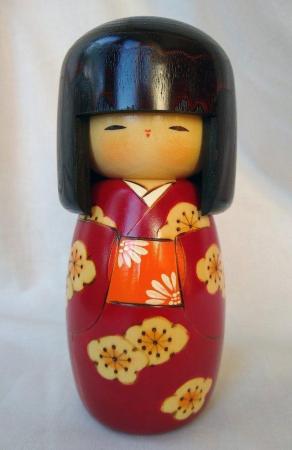 Image 1 of Red Kokeshi Japanese wooden friendship doll