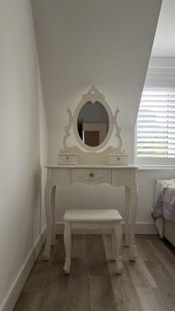 Image 1 of 3 Drawer dressing table set with Mirror and a matching stool