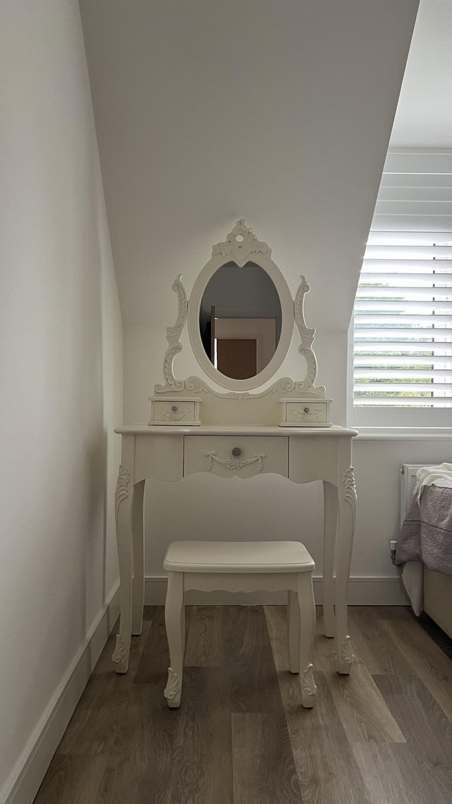 Preview of the first image of 3 Drawer dressing table set with Mirror and a matching stool.