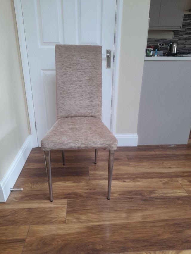 6 Dining Chairs beige fabric, with removable/washable covers — photo 2 of 2